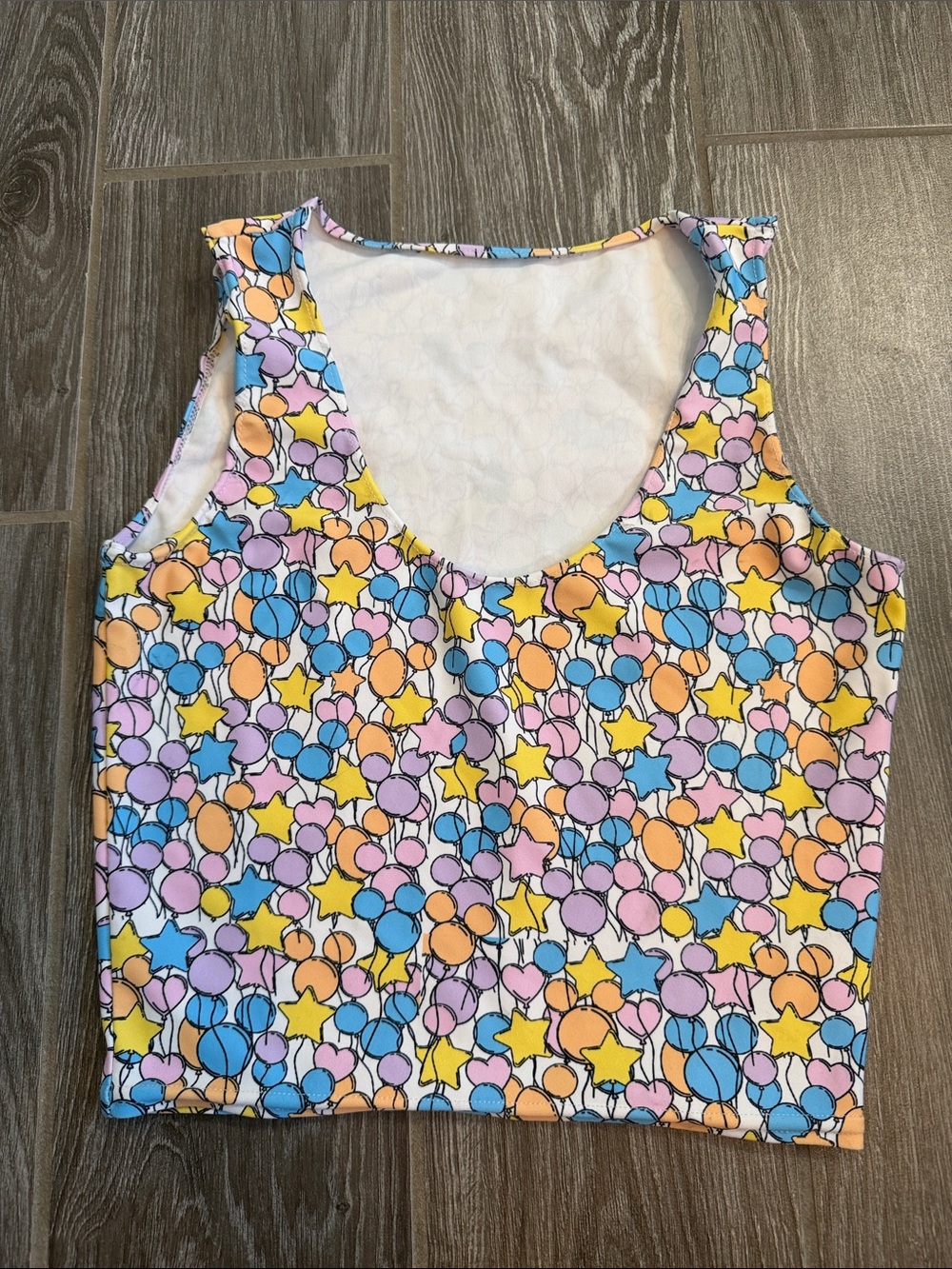Womens Disney multicolored pastels Balloon spandex quick dry cropped Tank Top XS